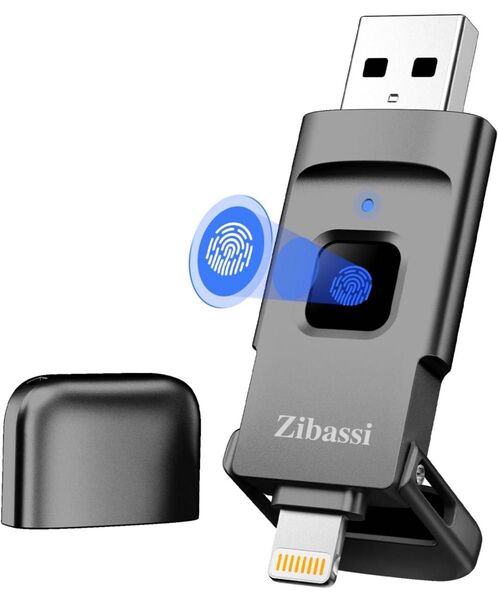 512GB Zibassi【MFI認証取得 指紋認証】iPhone用USBメモリ指紋認証 USBメモリ
