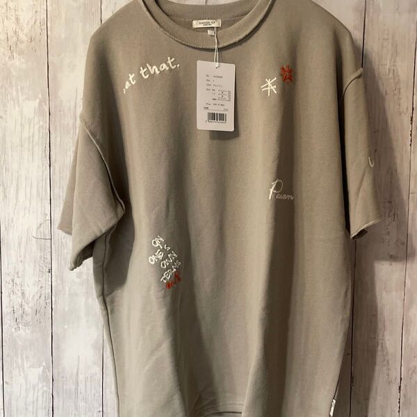 Tシャツ 刺繍ロゴ 半袖 グレー 未使用 Lサイズ