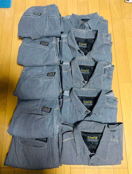 EVENRIVER【春夏作業服】エアーライトシャツ 上下セット×5 おまとめ売り