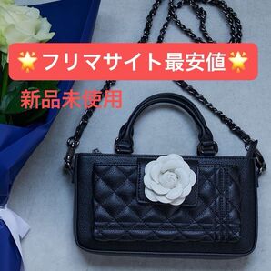 【フリマサイト最安値】Riu Rose phone bag ローズフォーンバッグ ブラック ハンドバッグ ショルダーバッグ