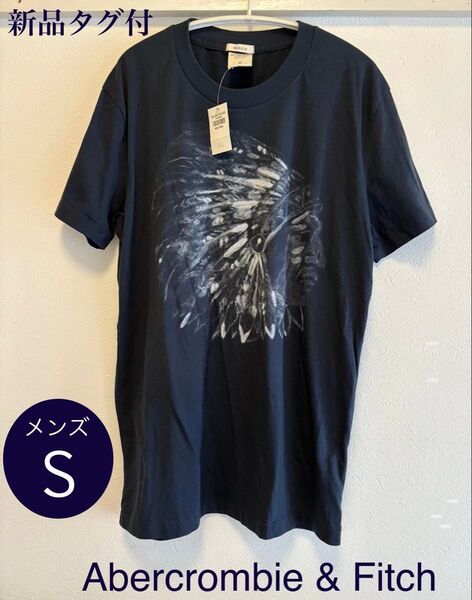 Abercrombie&Fitch インディアンヘッドプリント ネイビー Tシャツ S アバクロ