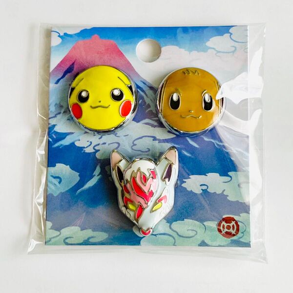 ポケモン おめんメタルバッジ 3個セット ピカチュウ イーブイ ゾロアーク ヒスイ ピンバッジ ピンズ ポケットモンスター