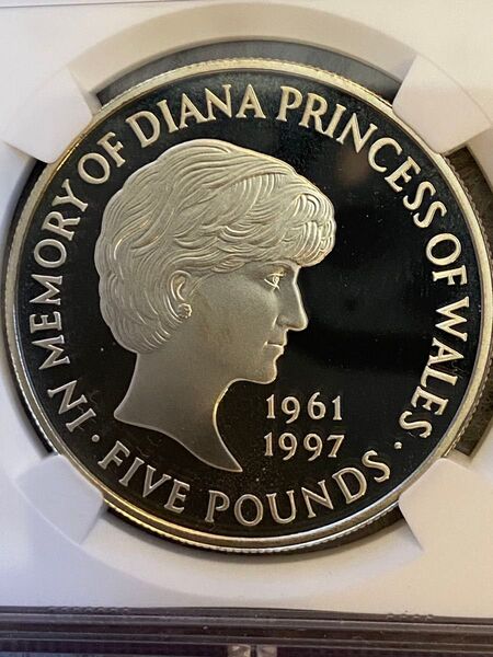 1999年 英国プリンセス・ダイアナ追悼 5ポンド銀貨 PF69 Ultra Cameo【NGC鑑定品】