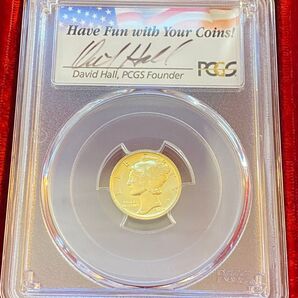 100周年2016-W マーキュリーダイム10セント金貨 PCGS SP70