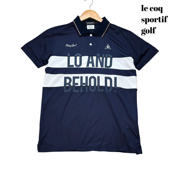 【Mサイズ】le coq sportif golf ルコックゴルフ ネイビー 紺色 ホワイトメンズウェア ポロシャツ 速乾 半袖