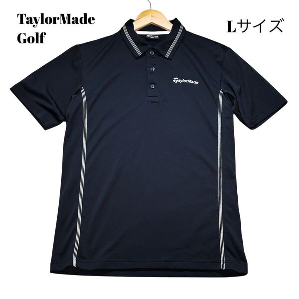 【Lサイズ】TaylorMade Golf テーラーメイド メンズゴルフウェア黒 ブラック メッシュ ポロシャツ 速乾 半袖