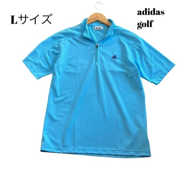 【Lサイズ】adidas golfアディダスゴルフ 水色 ライトブルー メンズゴルフウェア ポロシャツ 半袖 メッシュ 通気性
