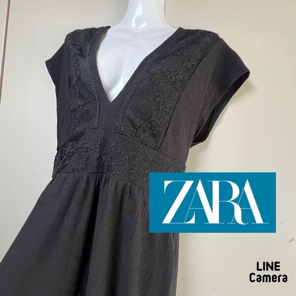 最終値下げ ZARA ザラ 大人メッシュレースサロペット 後ろリボン
