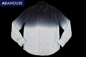 S-9164*ABAHOUSE Abahouse *... flax linen Thai large aperture stop dyeing navy gradation long sleeve linen shirt 