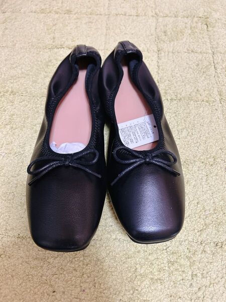 LLサイズ ブラックパンプス ぺたんこパンプス バレエシューズ フラットシューズ 黒