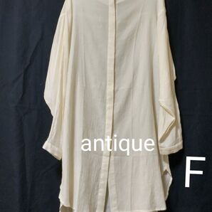 antique 未使用に近い 長袖ブラウス アプリコット F