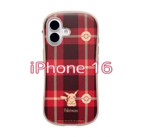 iFace First Class ポケットモンスター/ポケモン iPhone 16 ケース MagSafe (チェック/レッド)