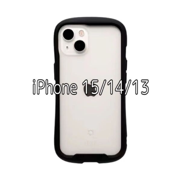 iFace Reflection iPhone 15/14/13 ケース クリア 強化ガラス (ブラック)
