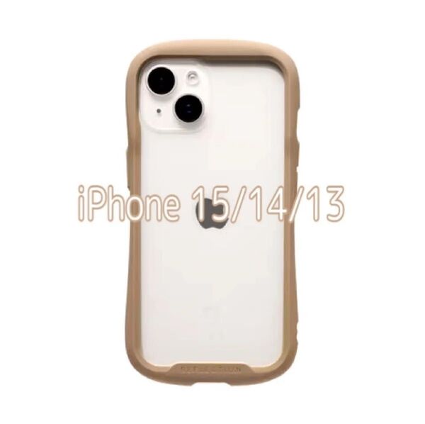 iFace Reflection iPhone 15/14/13 ケース クリア 強化ガラス (ベージュ)