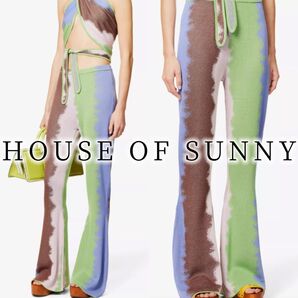 HOUSE OF SUNNY ハウスオブサニー ミッドライズ フレア レッグ ニット パンツ ブーツカット ストレッチ 洗濯可能