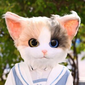猫面 ネコ ファースーツ 着ぐるみ ヘッドのみ 全頭マスク ケモノ アトラク 国内発送