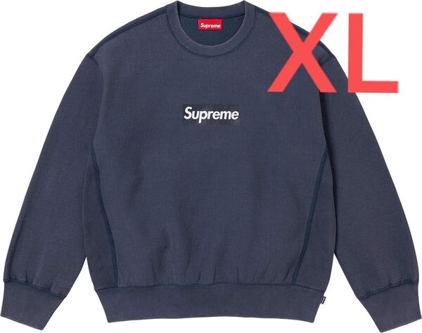 【XL】25SS Supreme Washed Box Logo Crewneck NAVY ボックスロゴ クルーネック