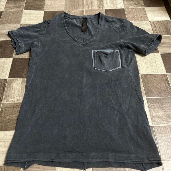 wjk 半袖Tシャツ Vネック Mサイズ 濃グレー 綿100% 羊革使用 正規品