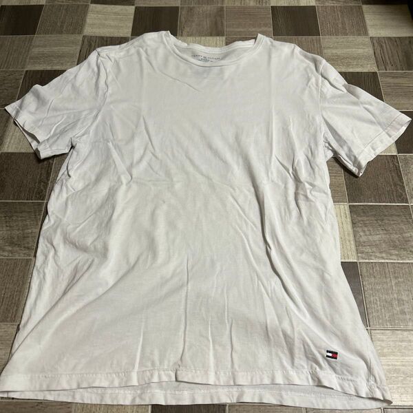 トミーヒルフィガー クルーネック半袖Tシャツ 白 Lサイズ 綿100% ユニセックス 無地