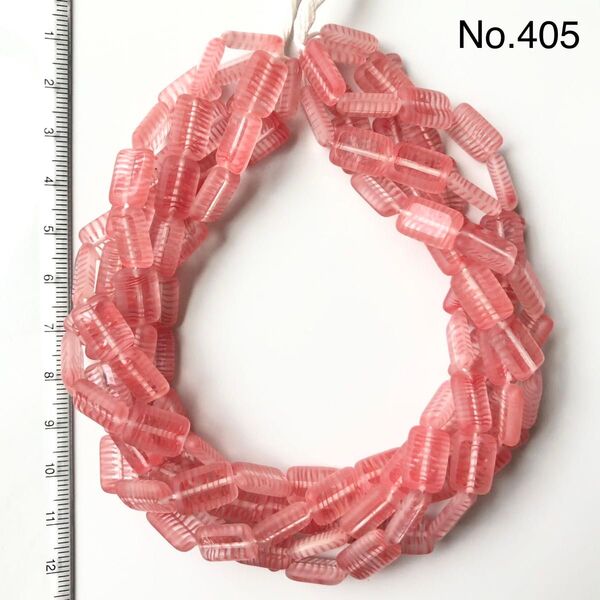 No.405 糸通し チェコビーズ テーブルカット レクタングル 12×8mm 120個 オレンジレッドボーダー