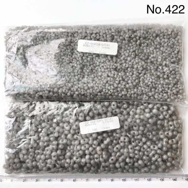 No.422 未開封品 チェコビーズ ファルファーレ 同色大小セット グレー 各100g 計200g ◆ラスト1点です