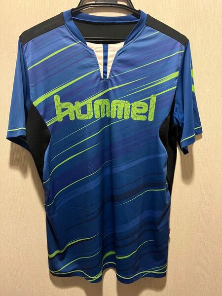 hummel プラクティスシャツ Lサイズ 青×緑 サッカー フットサル スポーツウェア