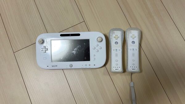 【ジャンク品】WiiUゲームパッド(シロ)、Wiiリモコン2本(リモコンジャケット付) セット 任天堂