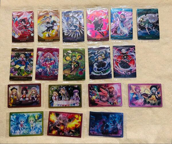☆東方 LOSTWORD☆ウエハース カード☆東方project☆博麗霊夢・霧雨魔理沙☆18枚☆外袋無し、未開封内袋入り☆
