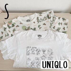【中古品】ユニクロ UT ディズニー レディース半袖Tシャツ S 2枚組セット 古着 Tシャツ 半袖 プリント