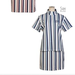 【1回着用】KISS ON THE GREEN ストライプ セットアップ トップスM スカートS ブルー系 ゴルフ