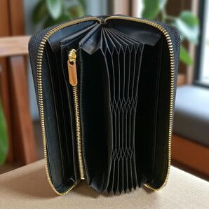 長財布 大容量 ガラスレザー メンズ レディース 小銭入れ 黒 ブラック