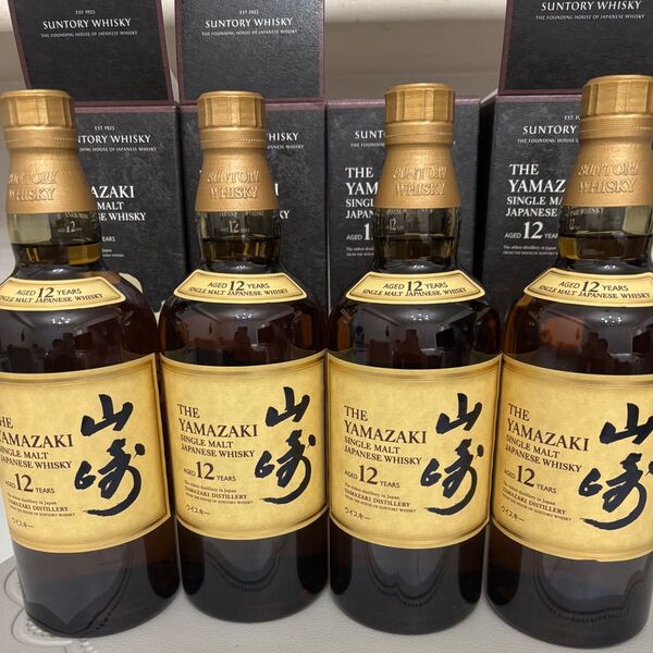 新品未開封 サントリー山崎12年 ウイスキー SUNTORY4本セット箱付き正規品ホログラムシールあり 山崎 SUNTORY