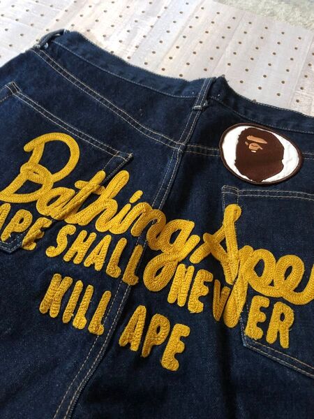 A BATHING APE エイプ デニムハーフパンツ L
