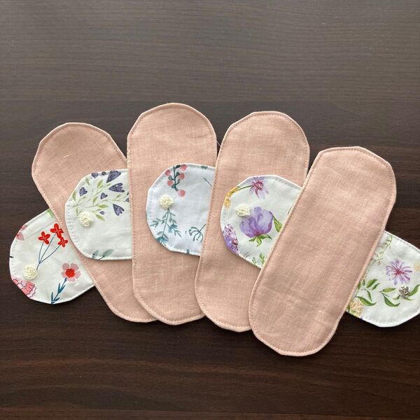 94 おりもの用布ナプキン お股を冷えから守る いちごミルク色ダブルガーゼ使用です