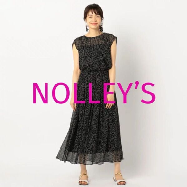【最終価格】美品 NOLLEY’S ノーリーズ 楊柳モノトーンプリントブラウス フレンチスリーブ 日本製