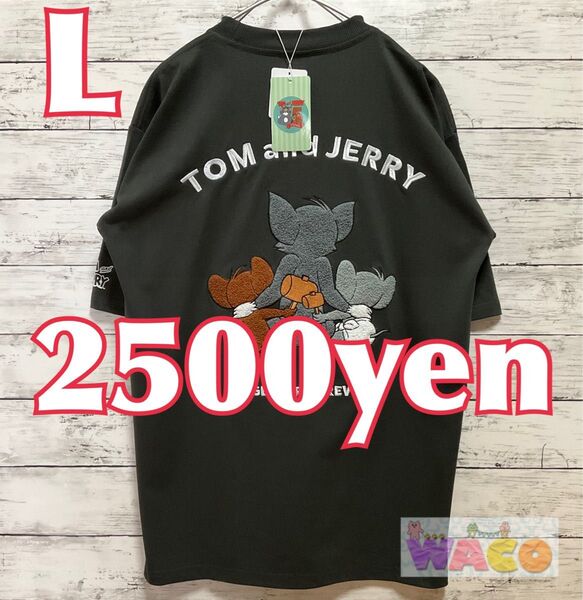 トムとジェリー メンズ タフィー サガラ刺繍 Tシャツ Lサイズ