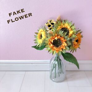 フェイクグリーン ひまわり 向日葵 ブーケ 造花 スワッグ ドライ 春 前撮り インテリア 夏 ドライフラワー アレンジメント