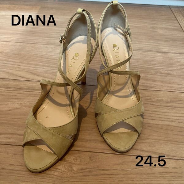 DIANA オープントゥ サンダル スエード ベージュ 24.5cm 夏