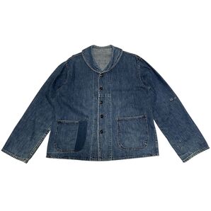 40s USNAVY デニムショールカラー 濃紺 ビッグサイズ ヴィンテージ サイズL デニムカバーオール vintage