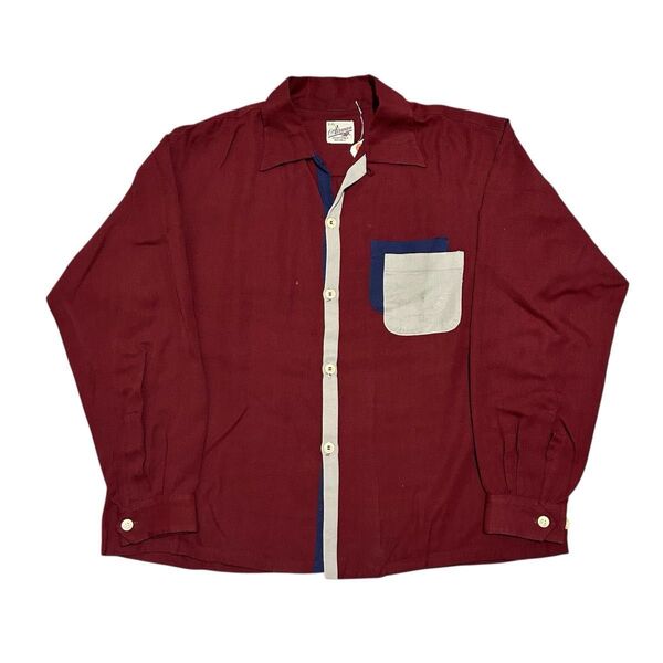 50s vintage rayon gabardine shirt レーヨンギャバシャツ アメリカ製 アメカジ サイズL