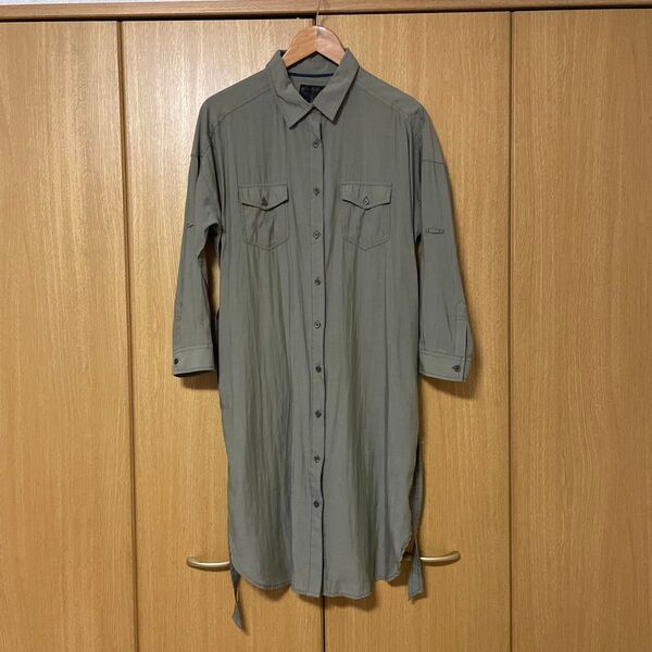 HK WORKS LONDON ロングシャツ カーキ Mサイズ レディース