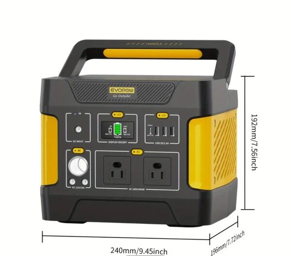 新品 EVOPOW ポータブル電源 400w(最大800w) リン酸鉄リチウムバッテリー 車中泊 キャップ 非常用