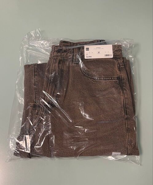 【新品】大人気!GUバレルレックジーンズ ブラウン 標準丈 Mサイズ 完売品