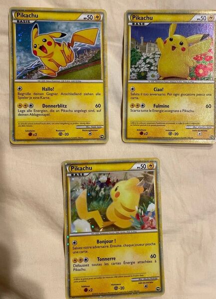 ポケモンカード ピカチュウ ワールド 英語 イタリア語 フランス語 3枚