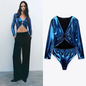 【ZARA/ザラ】カットアウトラミネートボディスーツ