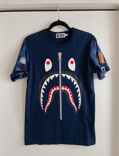希少品 BAPE シャークデザイン Tシャツ ネイビー 半袖
