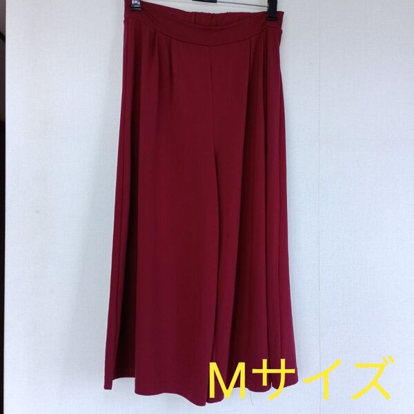 ガウチョ パンツ ウエストゴム M ワインレッド