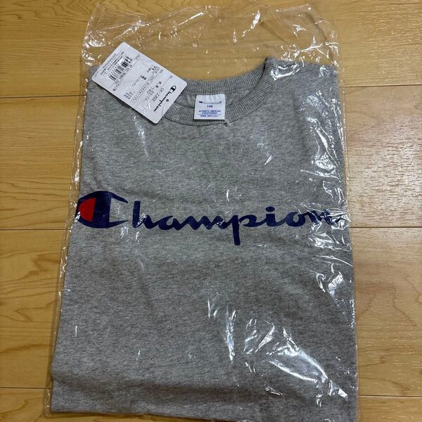 チャンピオン 半袖Tシャツ 140サイズ グレーTシャツ スクリプトロゴ キッズ 丸首 綿100% ベーシック