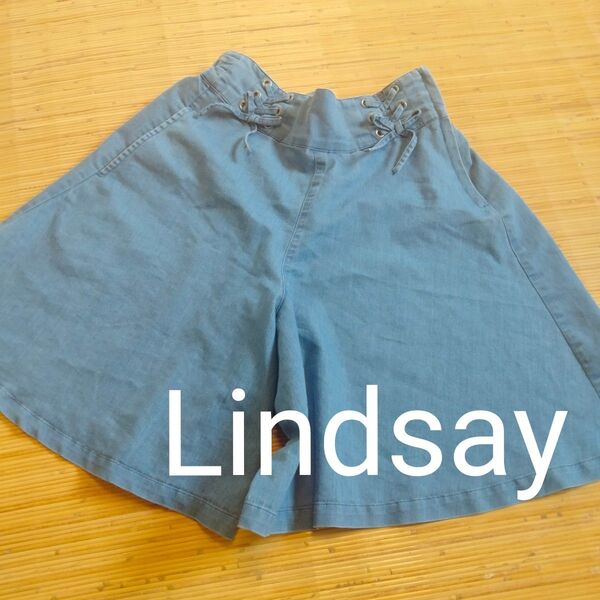 ■タイムセール■ナルミヤ Lindsay リンジィ ハーフパンツ キュロットスカート フレア 160 Lサイズ デニム