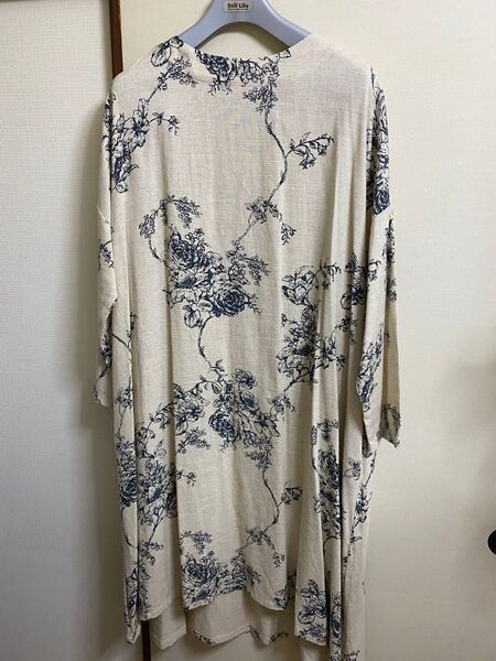 花柄 ロングワンピース ベージュ系